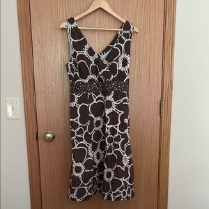 Boden floral 100% cotton poplin dress size zip size 14